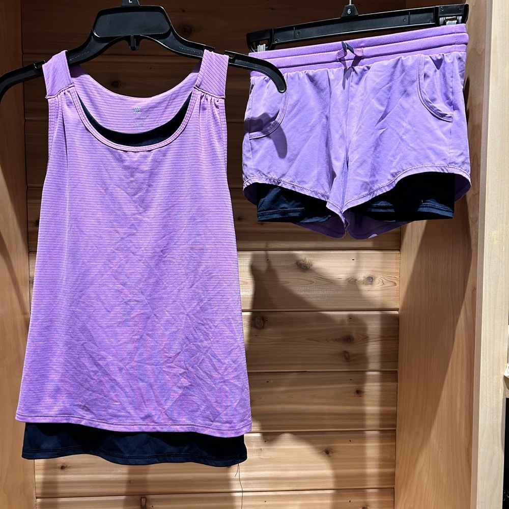 Tennis Athletic set - lined racer tank and athletic shorts. Top 10/12. Short 7/8